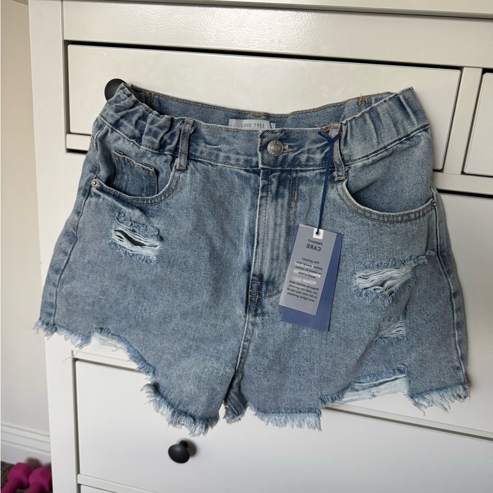 Love Tree Blue Distressed Jean Shorts